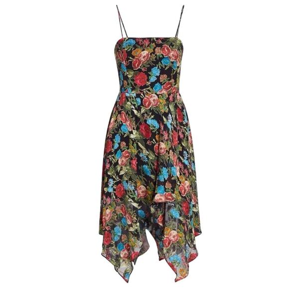 Alice + Olivia Heather  DEVORÉ Chiffon Asymmetrical Dress Floral Size 2 - Picture 14 of 14